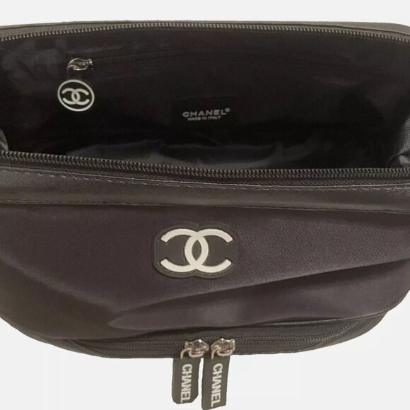 Brand New Chanel Black Nylon Large Makeup Bag/Pouch/Clutch with Wrist St… - Picture 8 of 13